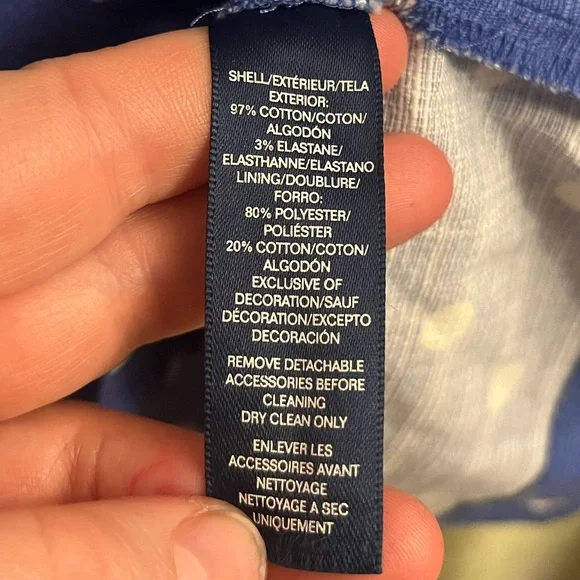 Ralph Lauren chaps Blue Polka Dot Mini Dress Pleated Pocket Sleeveless size 14 - Picture 7 of 9